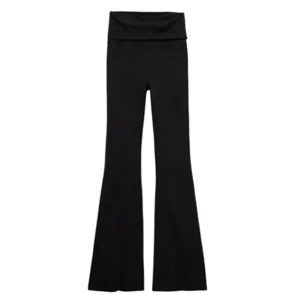 OFFLINE By Aerie Black Ribbed Pocket Foldover Low Rise Flare Legging Size S - Picture 4 of 14